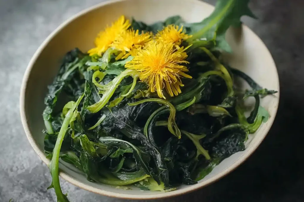 A bowl of cooked {{ $('Fetch Recipe Data').first().json["Main Keyword"] }} with bright yellow blossoms.