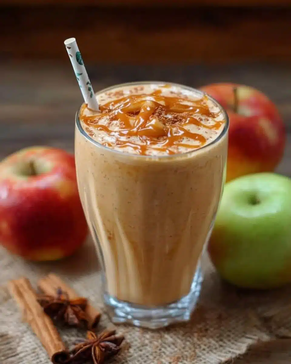 Delicious Caramel Apple Smoothie made with fresh apples and creamy caramel