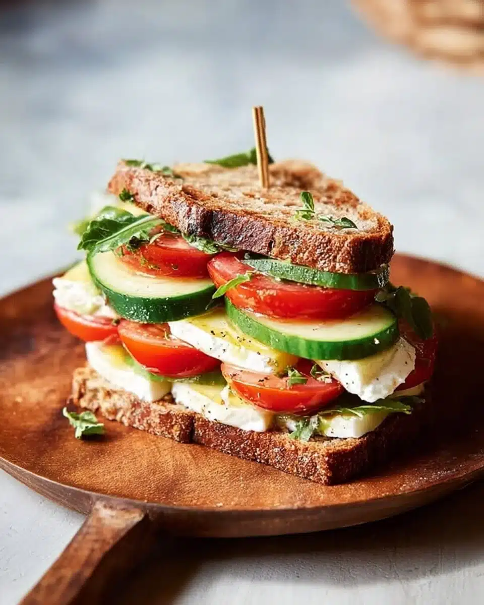 Cucumber Caprese Sandwich featuring fresh cucumbers, mozzarella, and basil