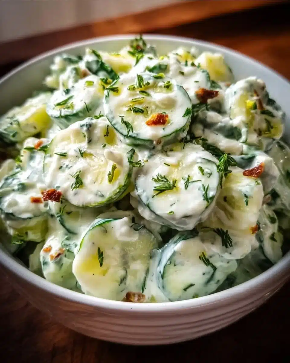 Cucumber Ranch Crack Salad served in a bowl with fresh ingredients