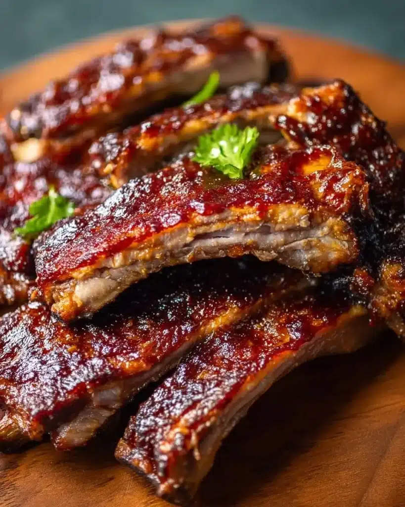 Delicious and tender easy Instant Pot spare ribs served on a plate.