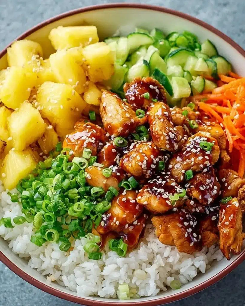 Hawaiian Chicken Bowl with fresh ingredients and vibrant colors