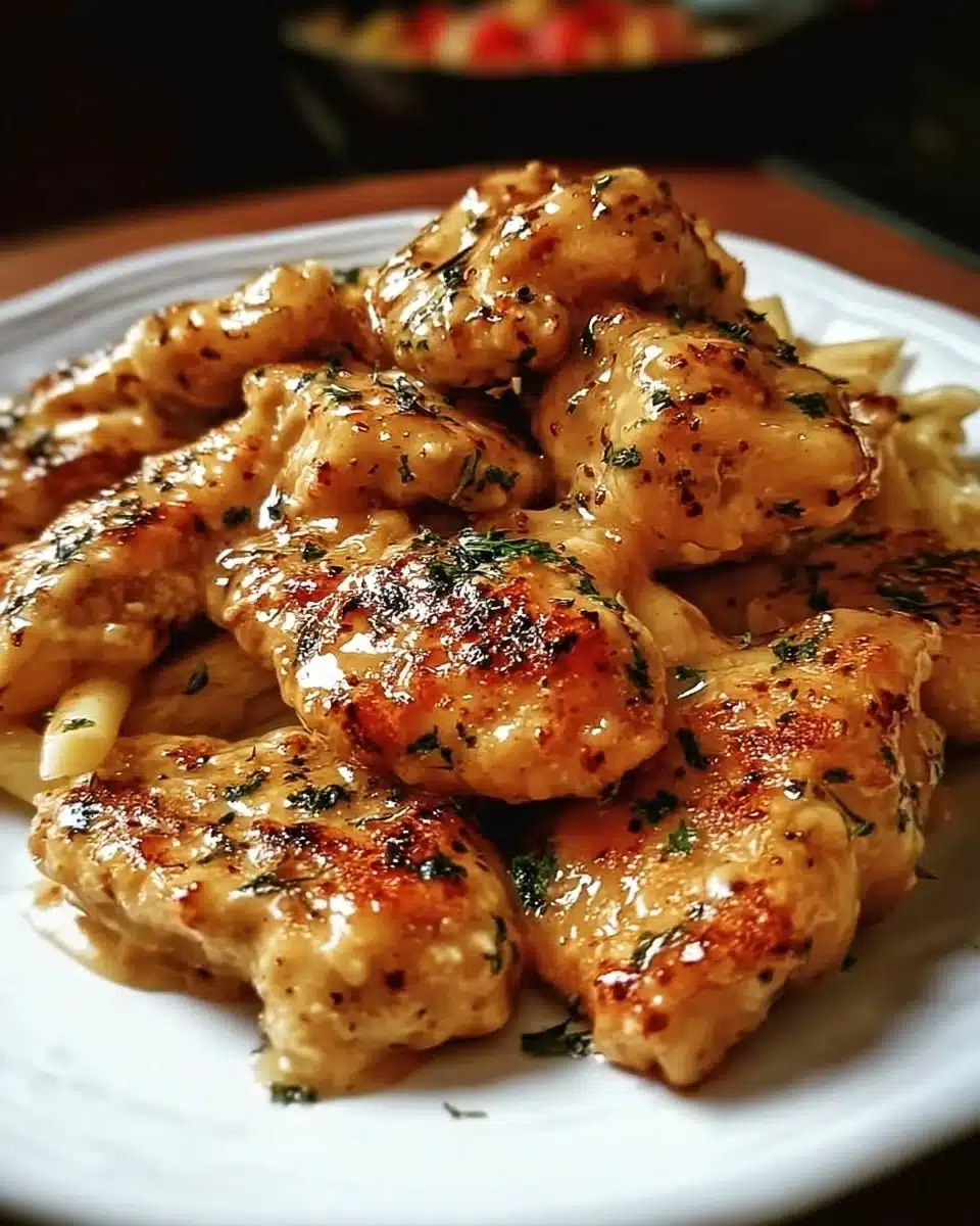 Creamy Marry Me Chicken recipe served with herbs and pasta