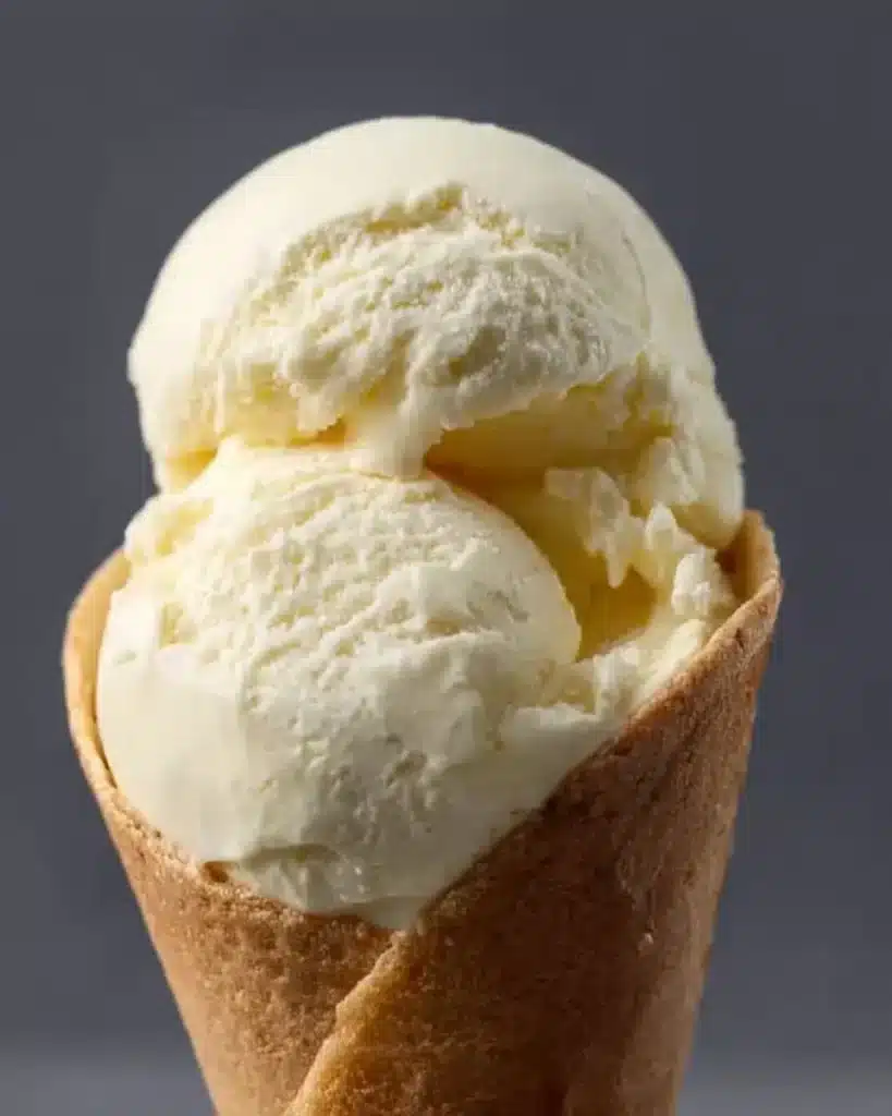 No-Churn Vanilla Honey Ice Cream in a bowl with honey drizzle and vanilla beans