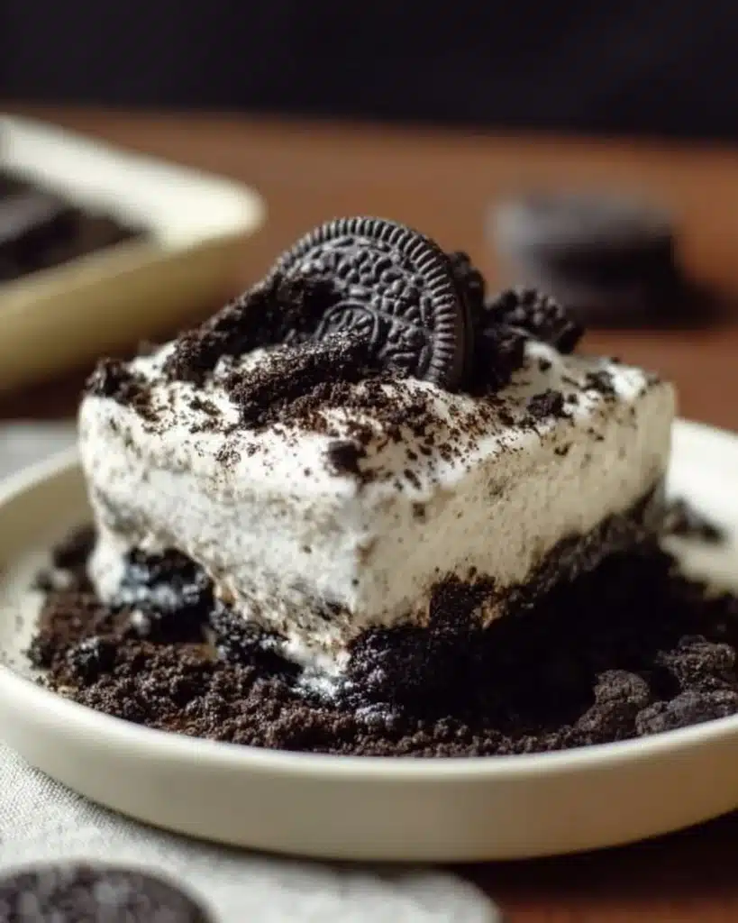 Delicious Oreo Dirt Cake with layers of chocolate and cream