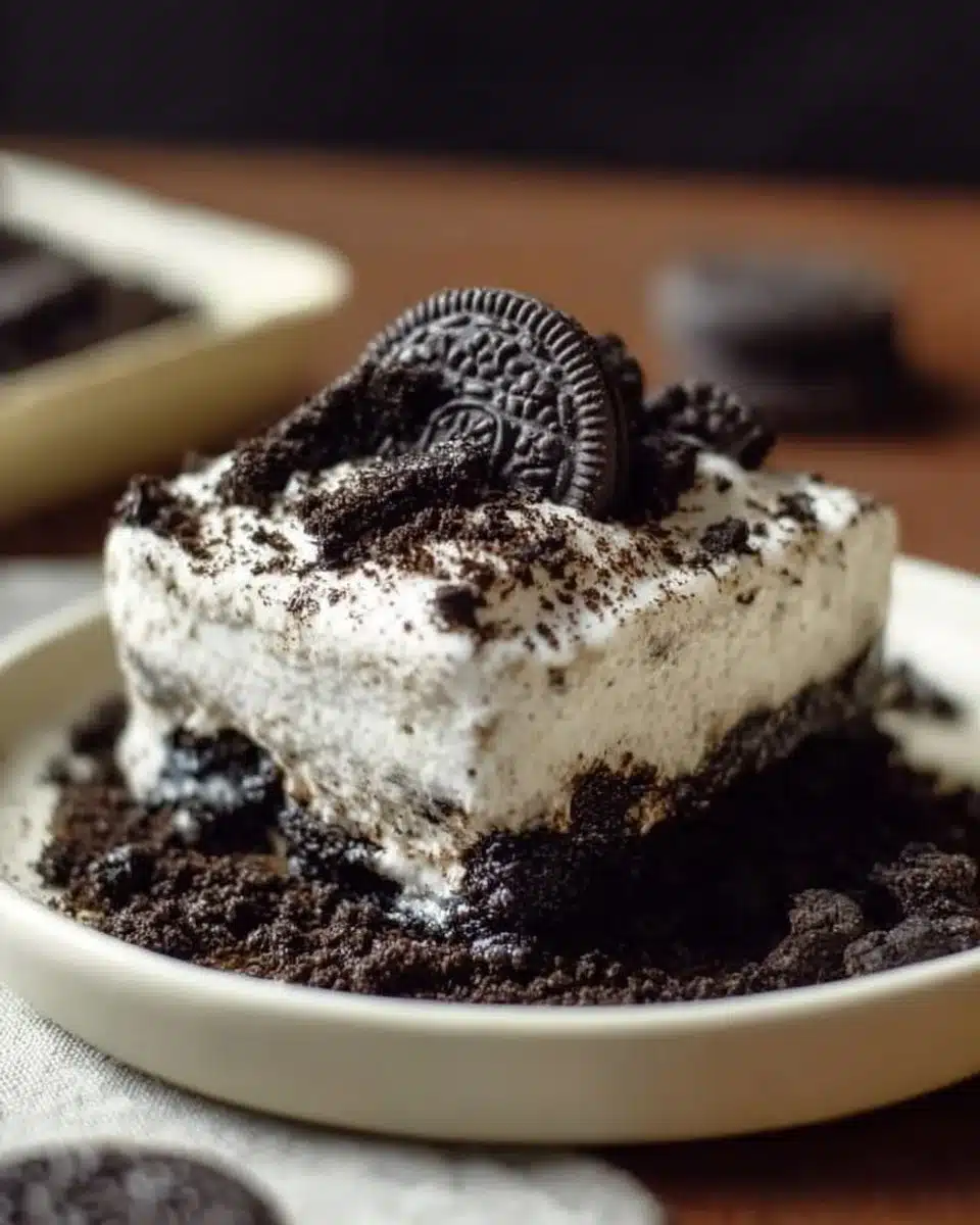 Delicious Oreo Dirt Cake with layers of chocolate and cream