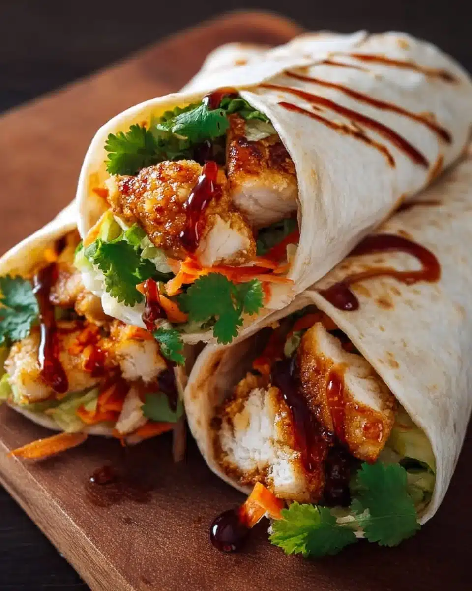 Delicious Sweet Chili Chicken Wrap featuring tender chicken in a flavorful wrap