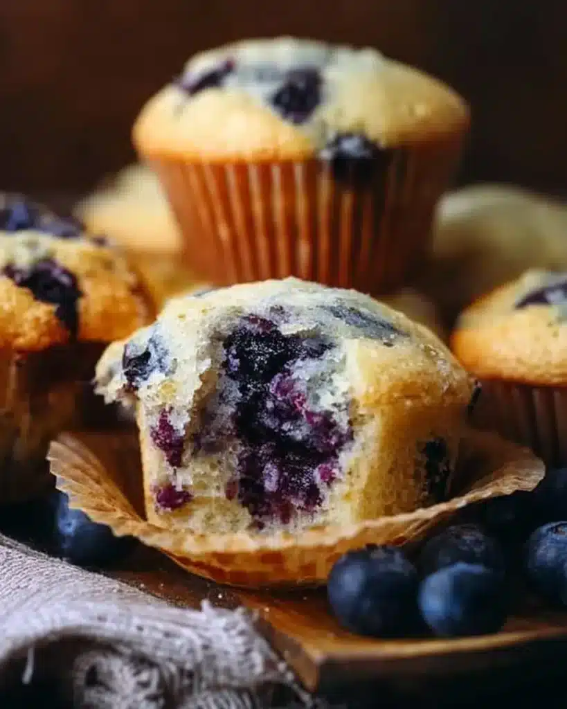 Freshly baked homemade blueberry muffins on a cooling rack